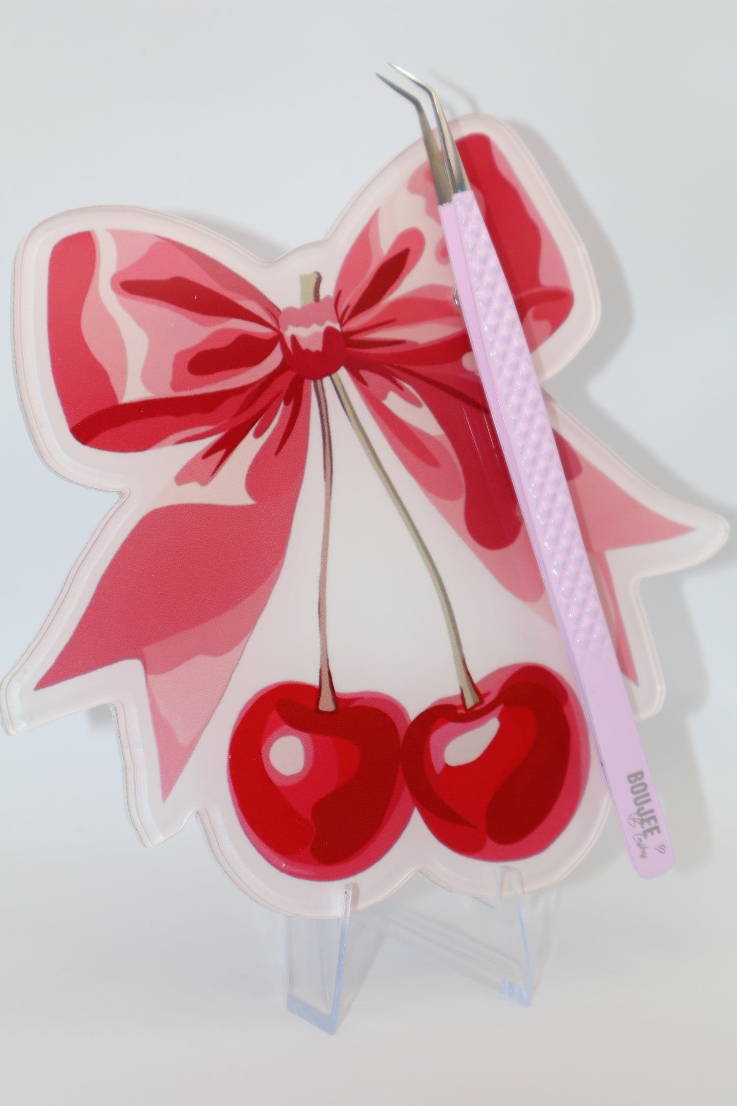 Pink bow with Cherries Tile